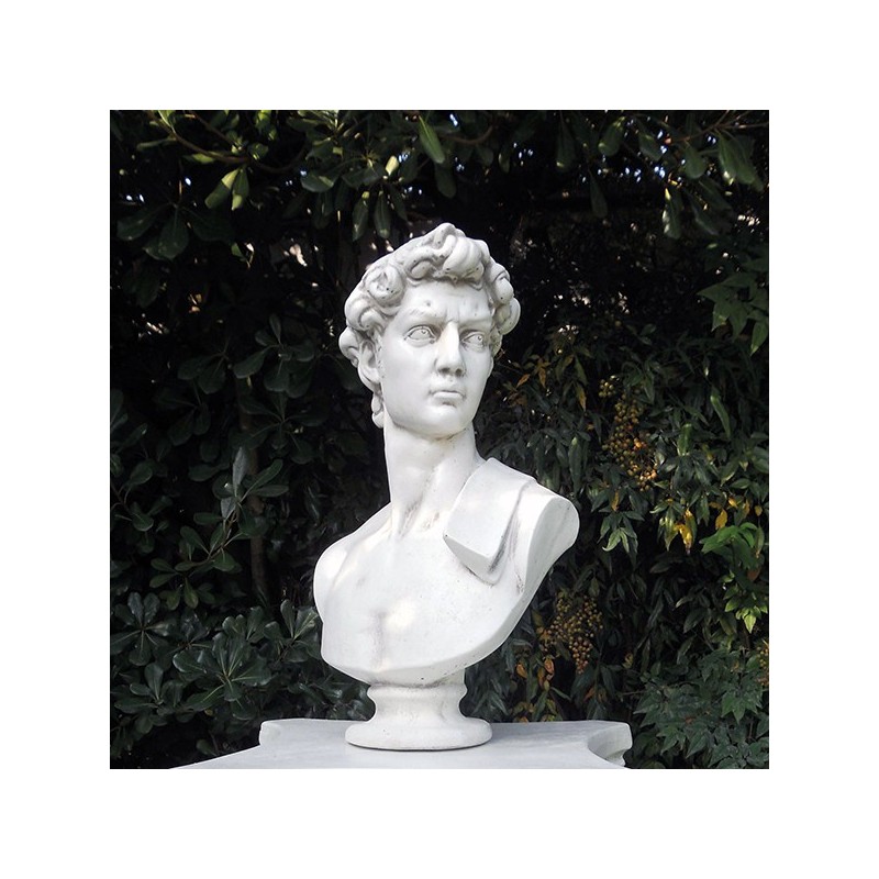 Busto David - busto arredo da giardino in graniglia di marmo di Carrara 100% Made in Italy