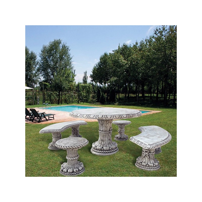 Tavolo circolare friuli grande - arredo da giardino in graniglia di marmo di Carrara 100% Made in Italy