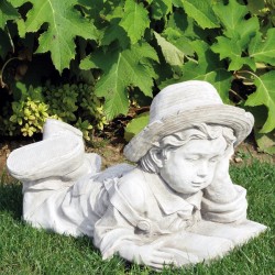 Bimbo che legge - statua da giardino arredo da giardino in graniglia di marmo di Carrara