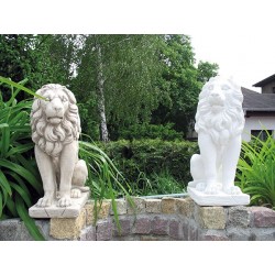 Coppia leone - statue da giardino - animali in graniglia di marmo di Carrara