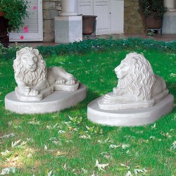 Coppia leoni Mauritania - statue da giardino animali in graniglia di marmo di Carrara