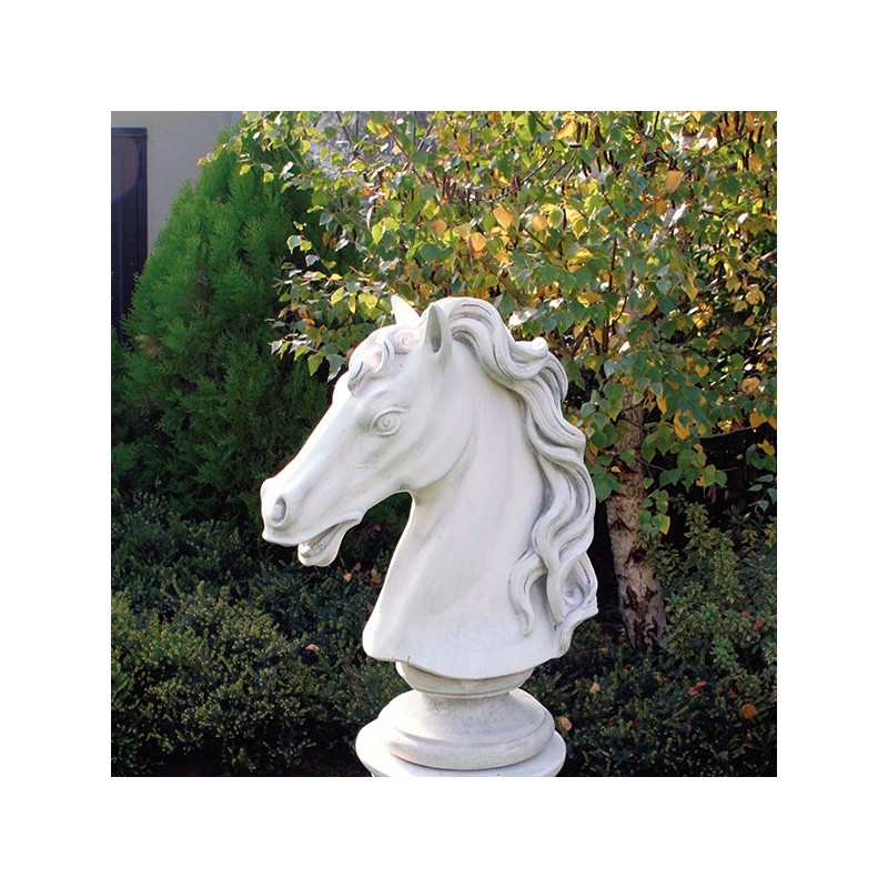 Testa di cavallo - statua da giardino in pietra ricomposta al 100% Made in Italy.