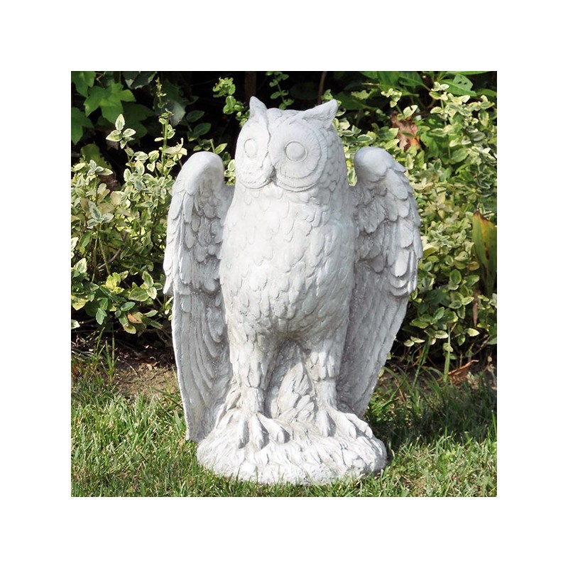 Gufo - arredo da giardino statua da giardino in pietra ricomposta 100% Made in Italy