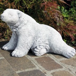 Orso - arredo da giardino statua da giardino in graniglia di marmo di Carrara al 100% Made in Italy