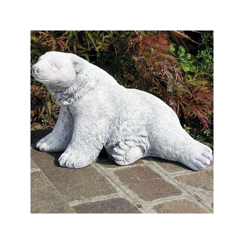 Orso - arredo da giardino statua da giardino in graniglia di marmo di Carrara al 100% Made in Italy