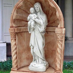 Madonna con Gesù - Statue da giardino in graniglia di marmo di Carrara