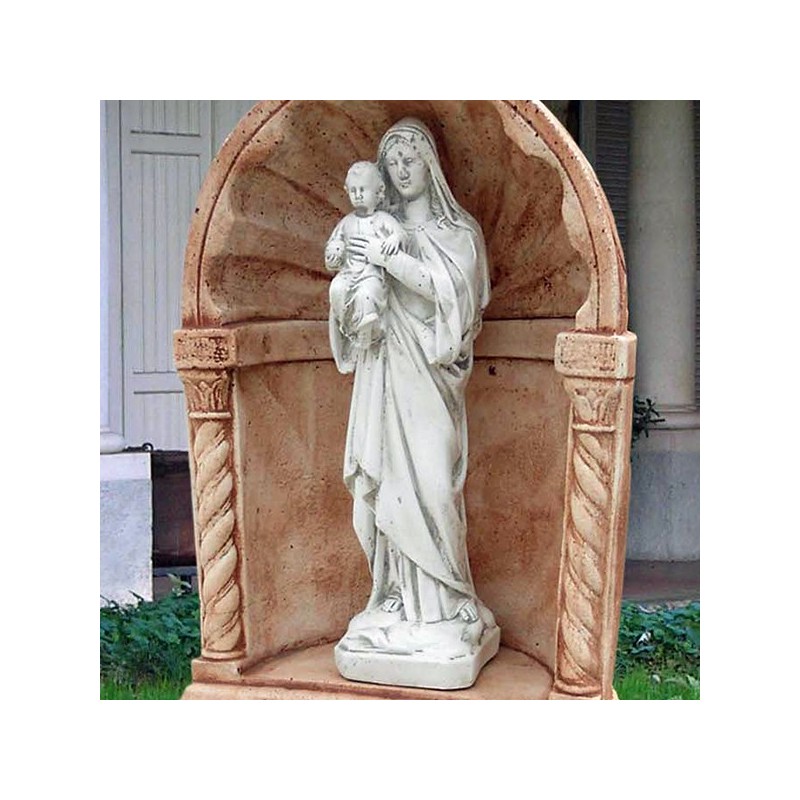Madonna con Gesù - Statue da giardino in graniglia di marmo di Carrara