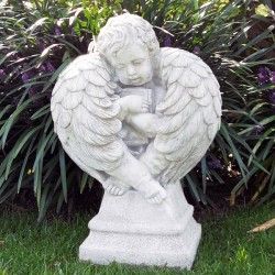 Angelo Custode (amorino) - Statue da giardino arredo da giardino in graniglia di marmo di Carrara