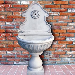 Fontana a muro Fiorenza - fontane da giardino con rubinetto in graniglia di marmo di Carrara