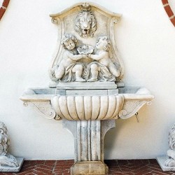Fontana a muro Roma - fontane da giardino con rubinetto in graniglia di marmo di Carrara