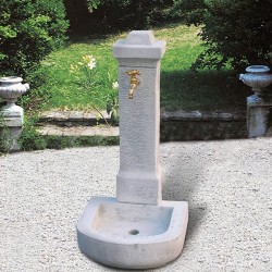 Fontana Cadore -fontane da giardino con rubinetto in cemento bianco 100% made in italy
