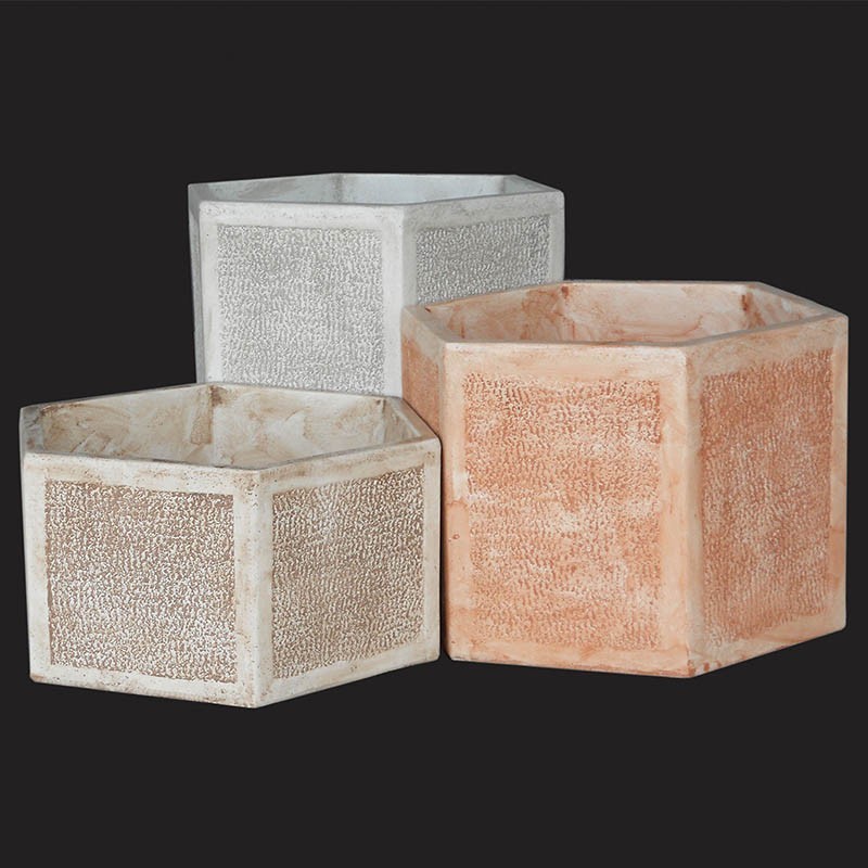 Vaso Esagonale (grande)- in graniglia di marmo di carrara 100% made in italy
