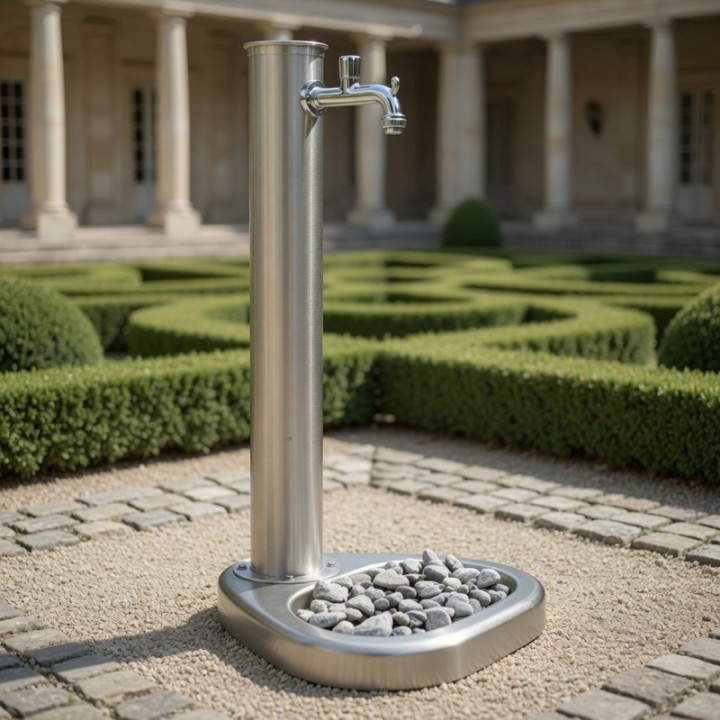 Fontaine de jardin mod. Adele en acier inoxydable avec robinet