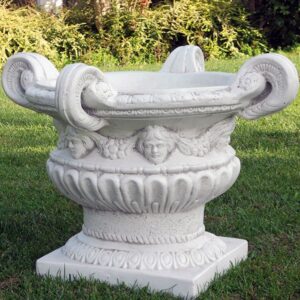 Vaso 4 Manici- arredo da giardino in graniglia di marmo di carrara