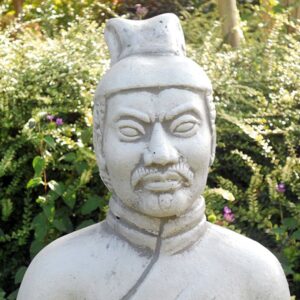 Guerriero Cinese - statue da giardino in graniglia di marmo di Carrara