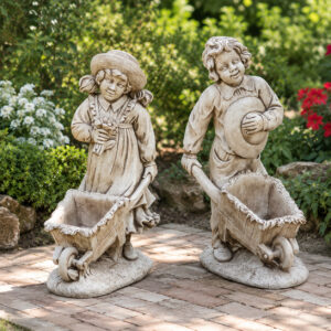 Couple of children with wheelbarrow