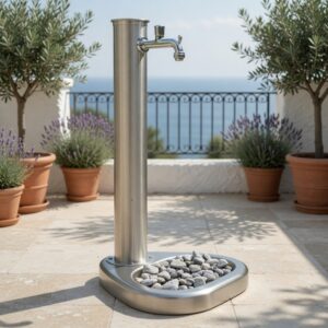 Stainless steel mod. Adele Garden fountain with tap