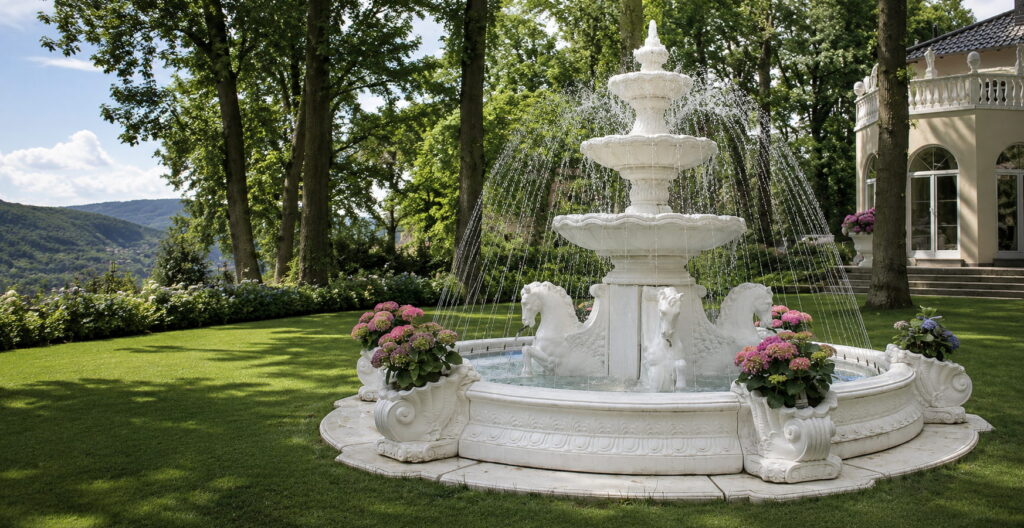 Fontana Marsiglia con kit idrico e pompa Italpark — accessori per fontane da giardino in graniglia di marmo